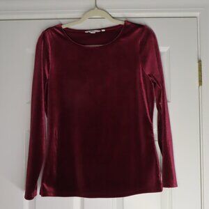 Boden Suki Velour Long Sleeve Top Pullover Classic Elegant Timeless Line Size 10